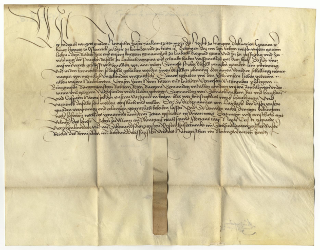 Ein gelbliches, altes Stück Papier mit schwarzer Handschrift, ein Schreiben des deutschen Staates, das die Freigabe einer Petition für den Tod eines Mannes anfordert.