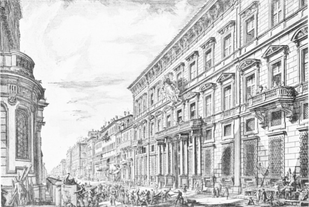 Schwarze und weiße Zeichnung einer belebten Stadtstraße mit Fußgängern, Gebäuden, Säulen und Skulpturen unter einem bewölkten Himmel, mit dem Text "New York, New York City, New England, New Yorker, Silvester, Neujahr" unten.