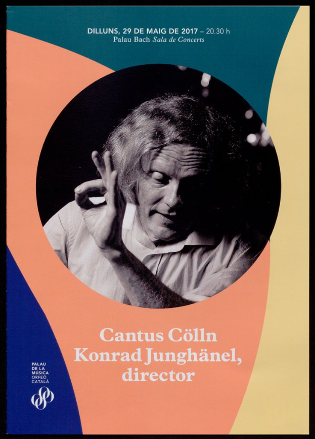 Plakat mit einem Bild von Cantus Collin und Konrad Junghänel, mit Text, der Informationen zum Event enthält.