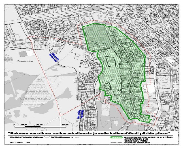 Ein Plakat mit einer Stadtkarte, die einen grünen zentralen Bereich und Textbeschreibungen von Straßen, Parks und Sehenswürdigkeiten zeigt.