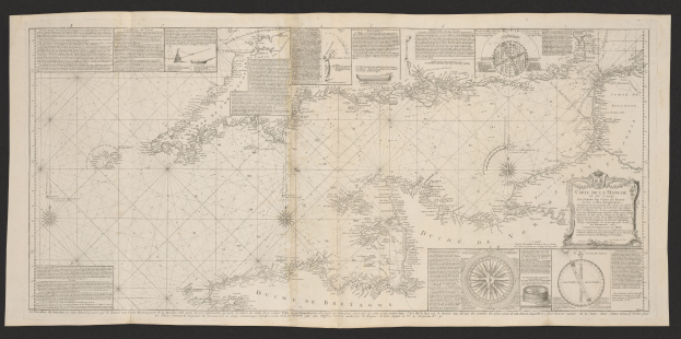 Ein Blatt mit einer zentralen Karte der Britischen Jungferninseln, umgeben von Bildern und Texten, vor einem dunklen Hintergrund.